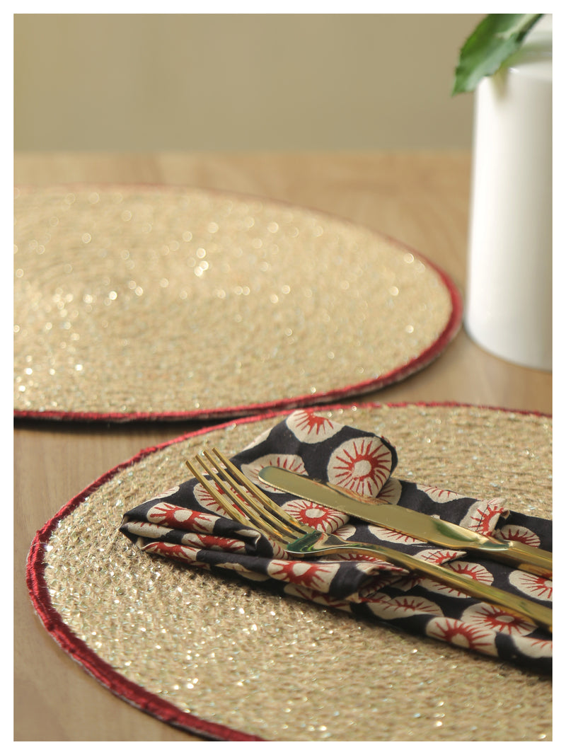 Spelt Shimmer Round Table Mats - Amber