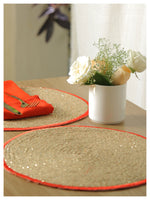 Spelt Shimmer Round Table Mats - Orange