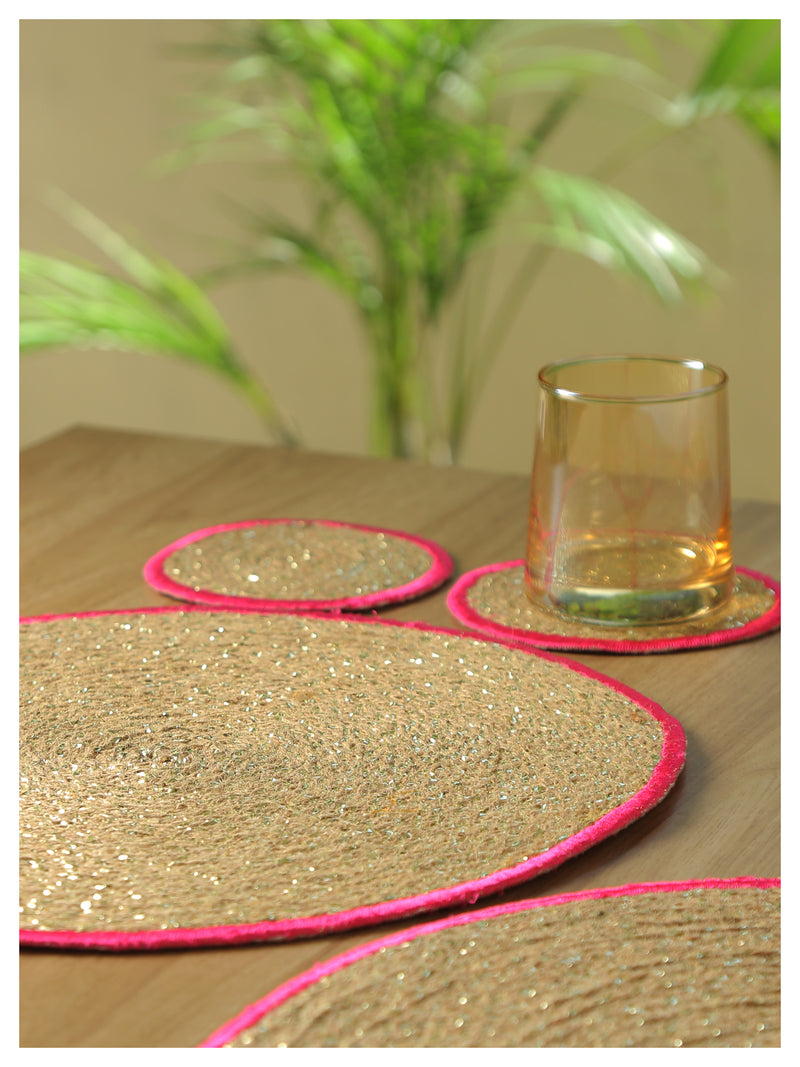 Spelt Shimmer Round Table Mats - Pink