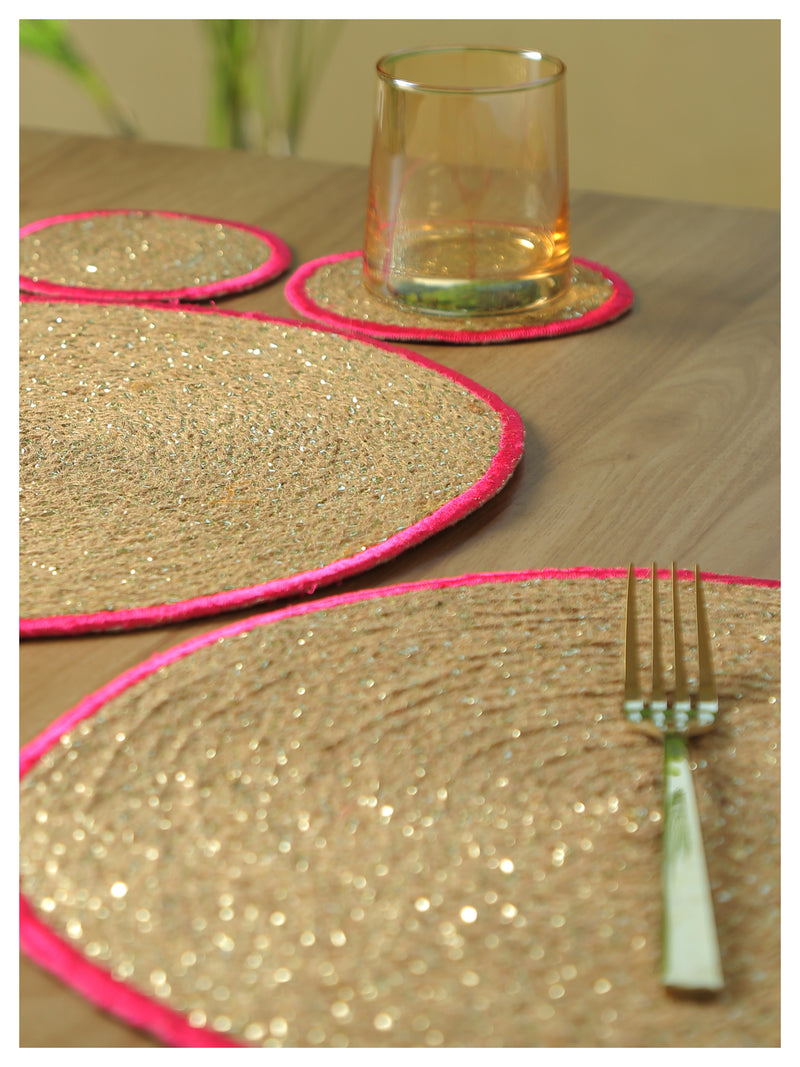 Spelt Shimmer Round Table Mats - Pink