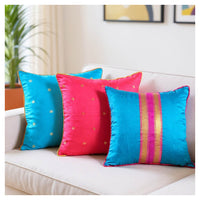 Festive Pink & Turquoise Cushions - Set of 3