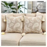 Paisley Jacquard Cushion - Beige - Set of 6