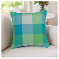 Big Checkered Summer Cushion -Sea Green - Set of 2