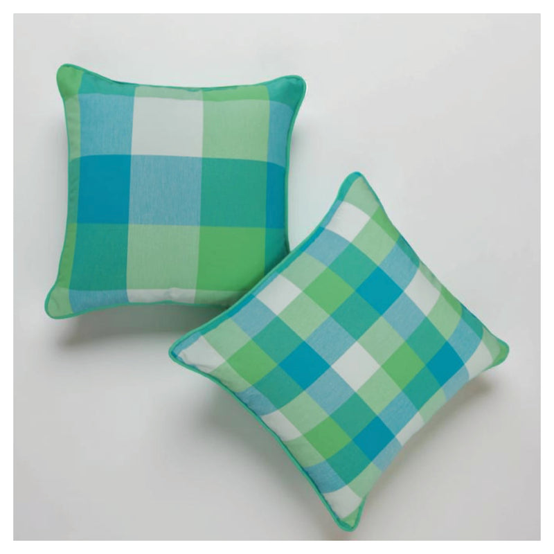 Medium Checkered Summer Cushion - Sea Green -Set of 2