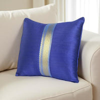 So Sari Cushion Set – Blue with Gold Border (Lumbar & Square)