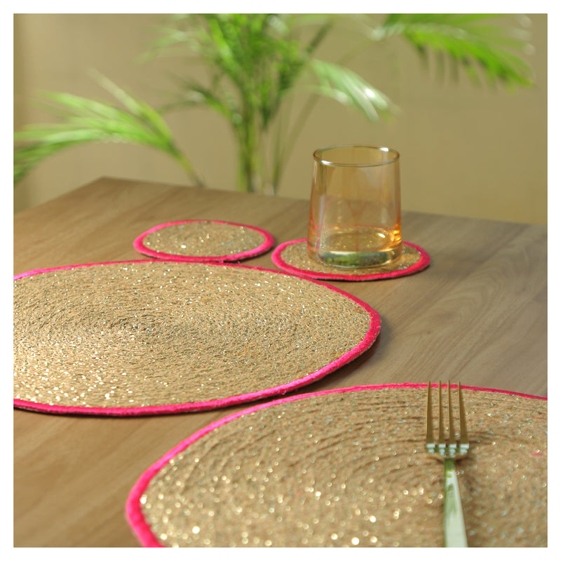 Spelt Shimmer Round Table Mats - Pink