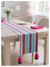Vivid Turq Table Runner with Tassels