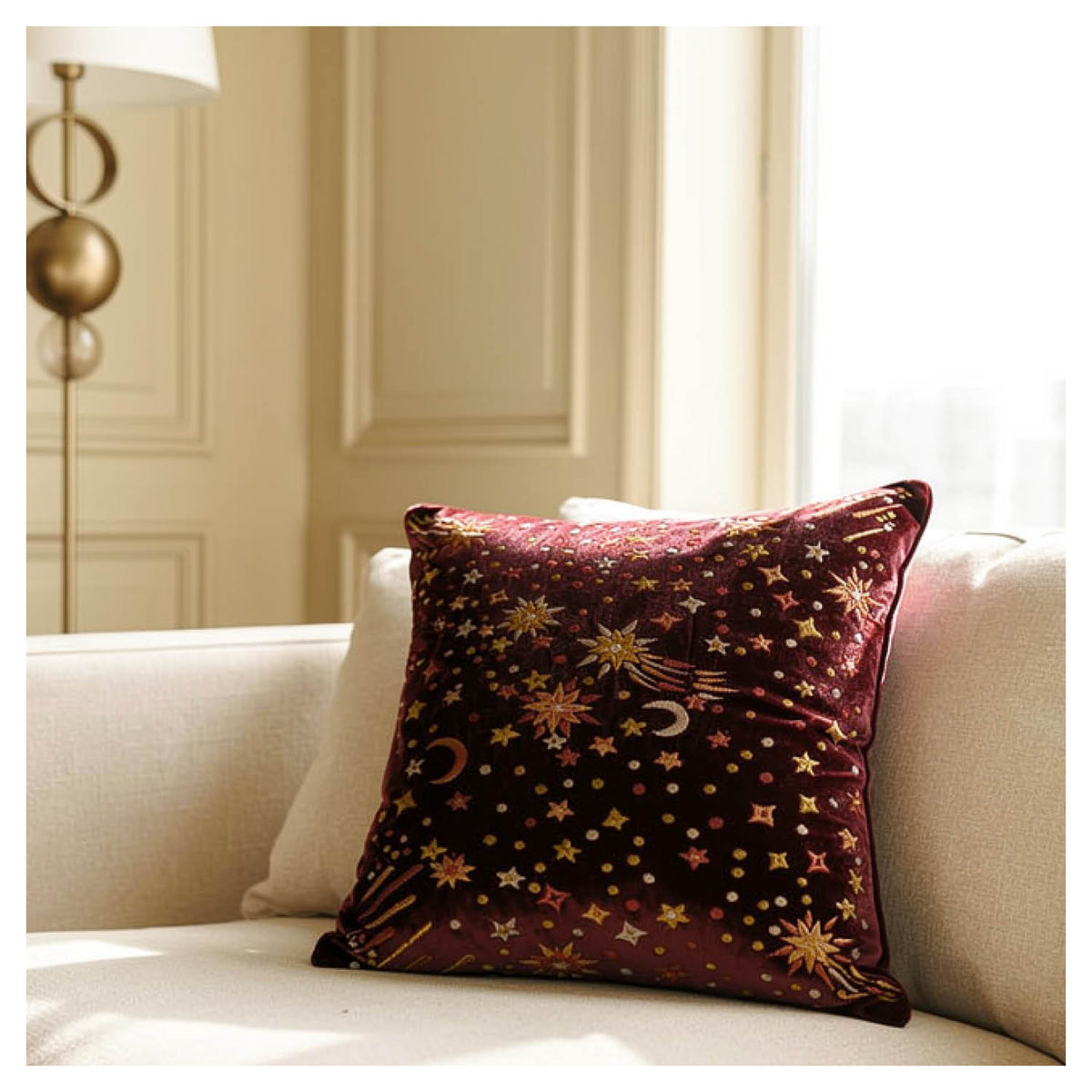 Starburst Cushion - Crimson