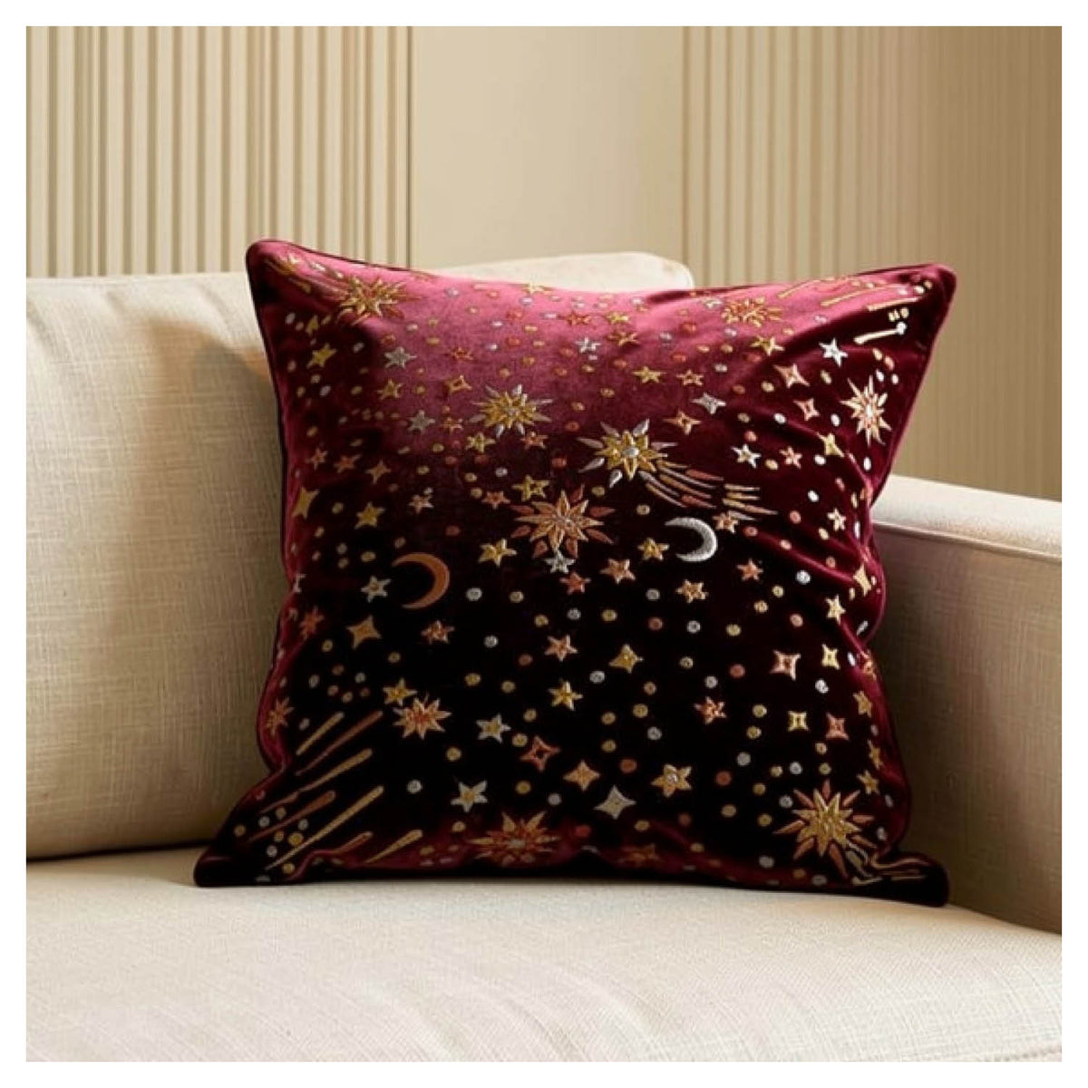 Starburst Cushion - Crimson