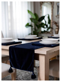 Midnight Blue Velvet Table Runner