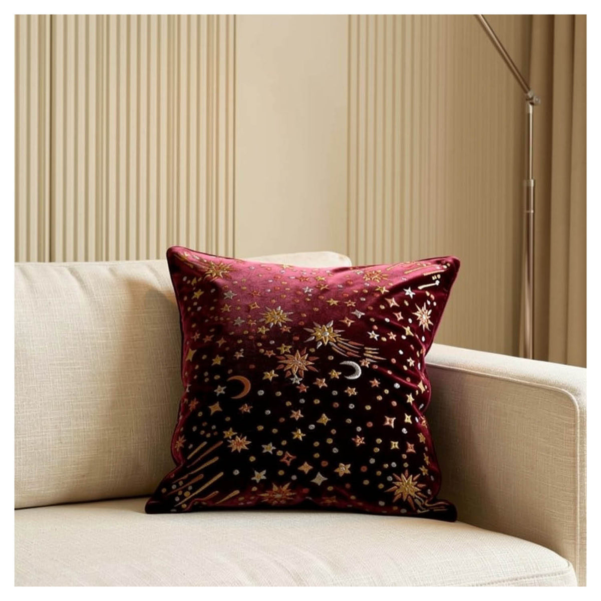 Starburst Cushion - Crimson