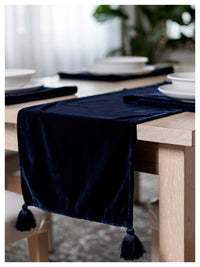 Midnight Blue Velvet Table Runner