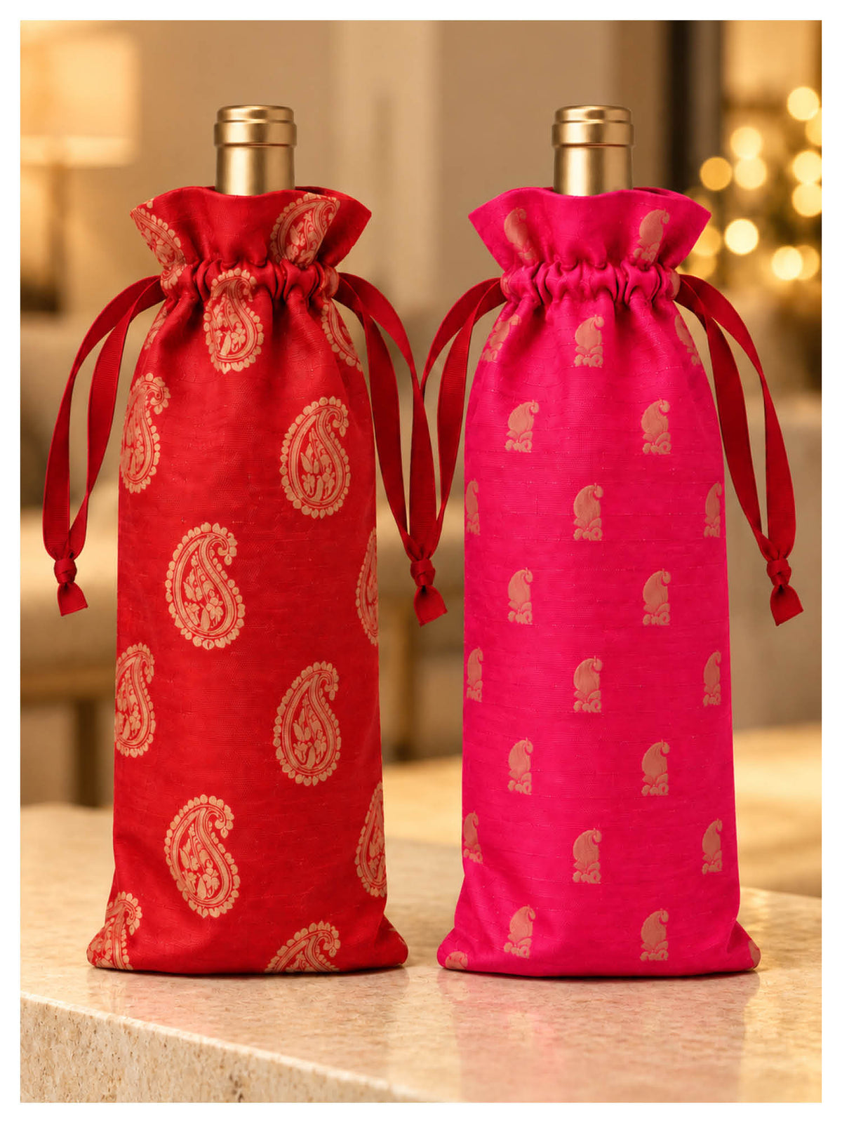 Jewel Paisley Wine Bottle Gift Bags – Ruby
