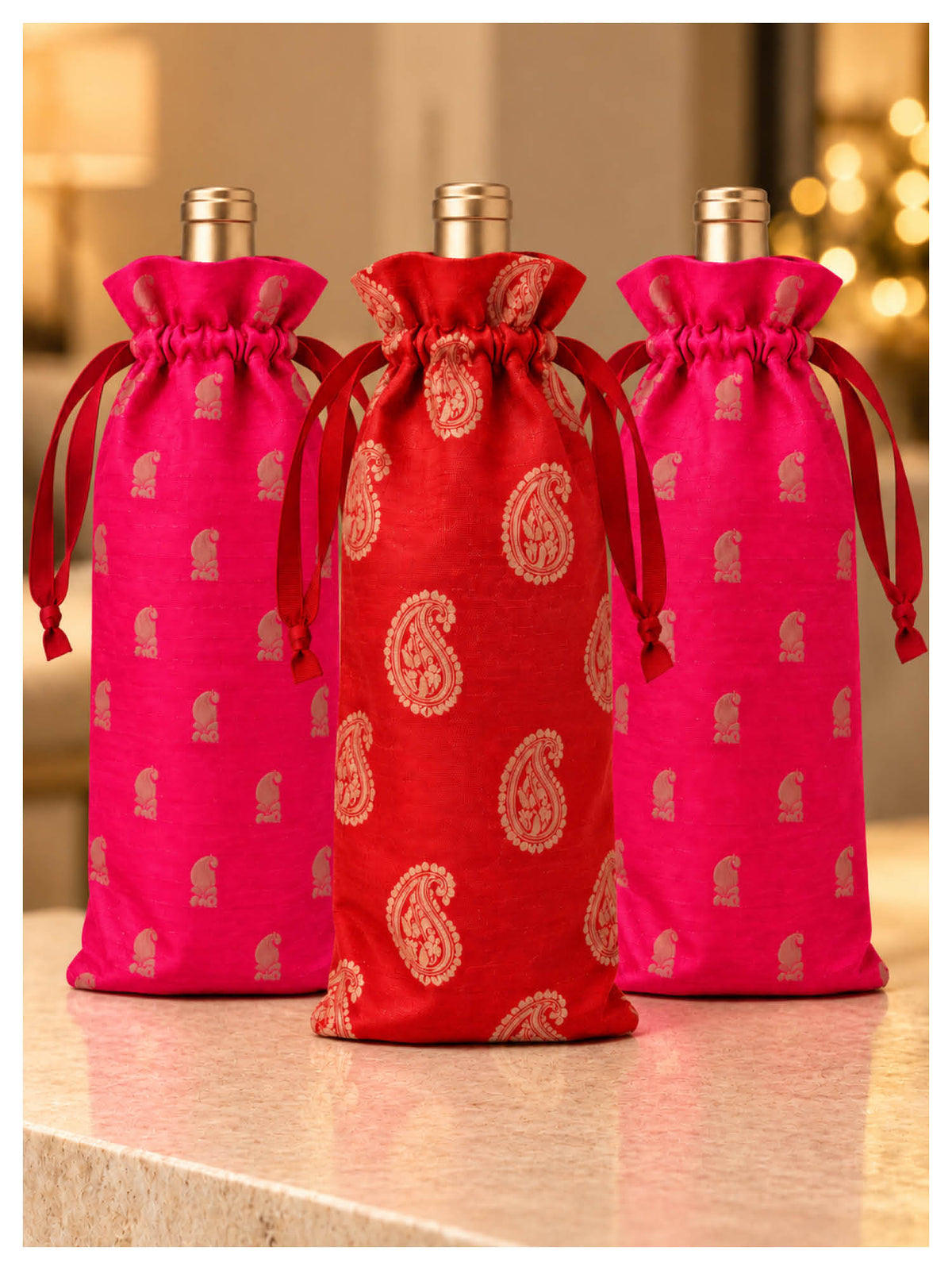 Jewel Paisley Wine Bottle Gift Bags – Ruby