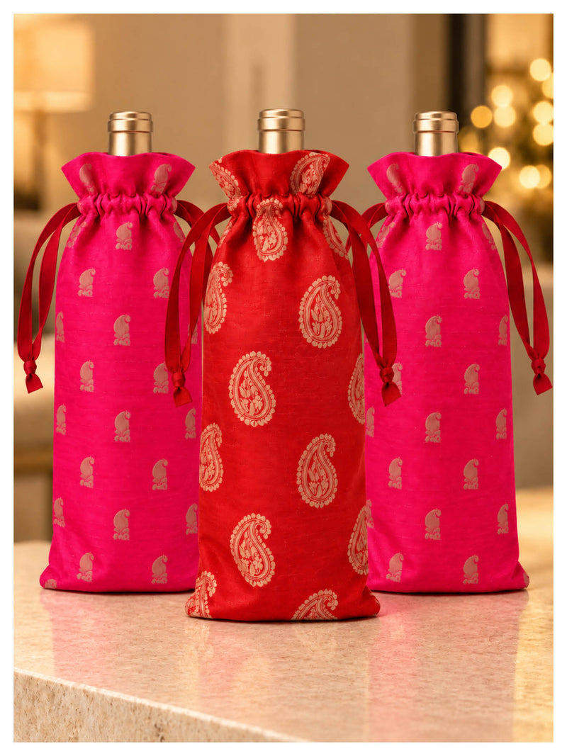 Jewel Paisley Wine Bottle Gift Bags – Ruby