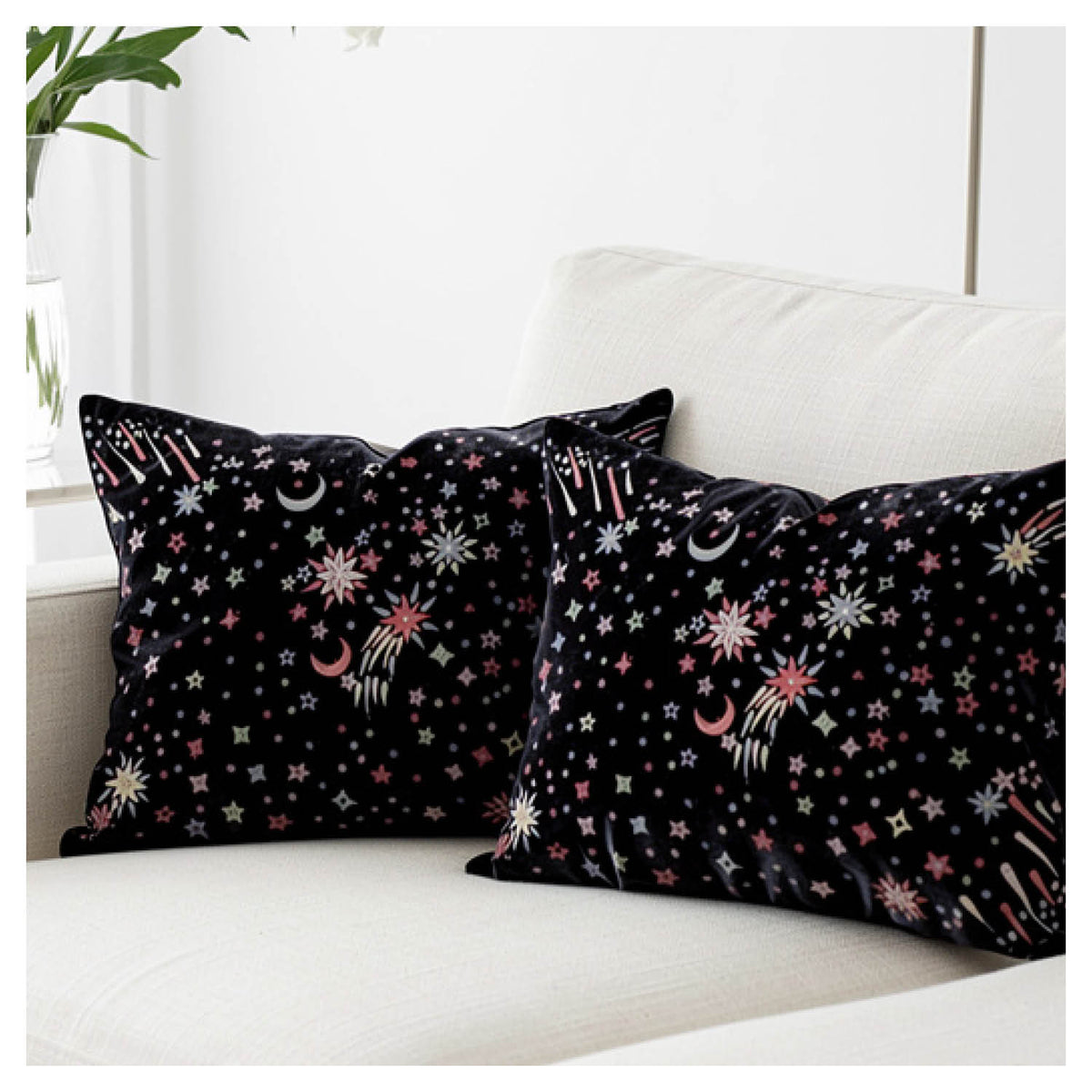 Starburst  Lumbar Pillow - Black