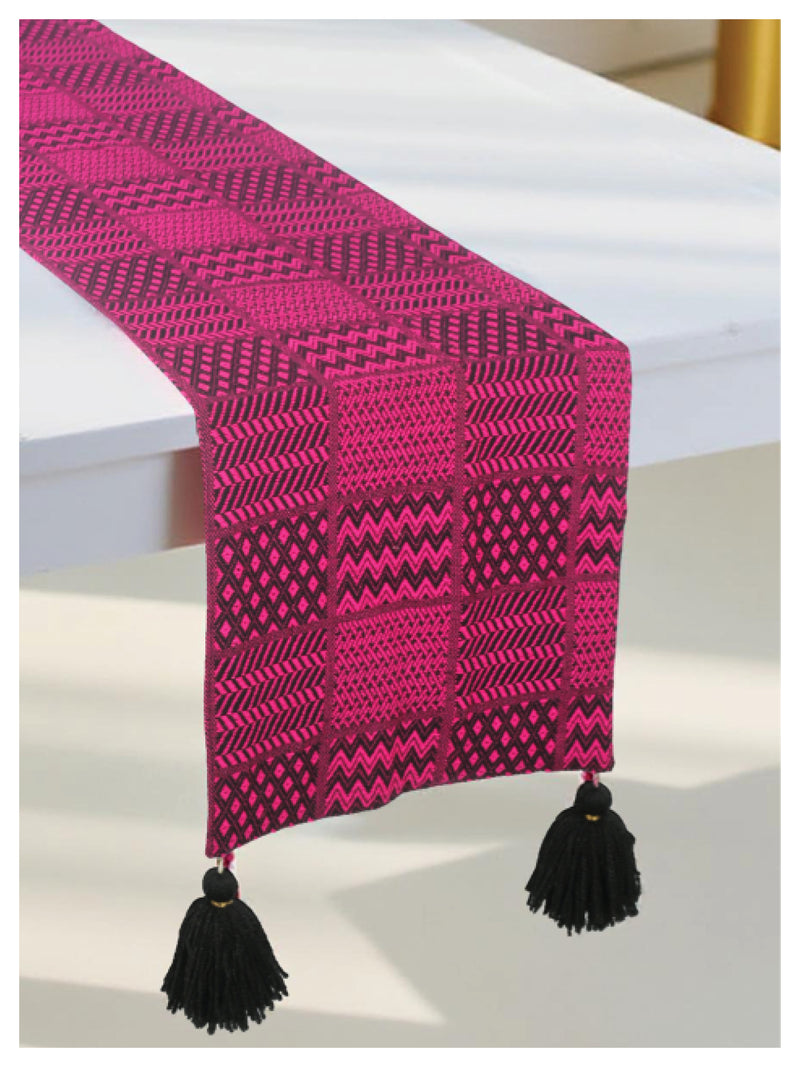 Fuchsia and Black Patterned Table Runner