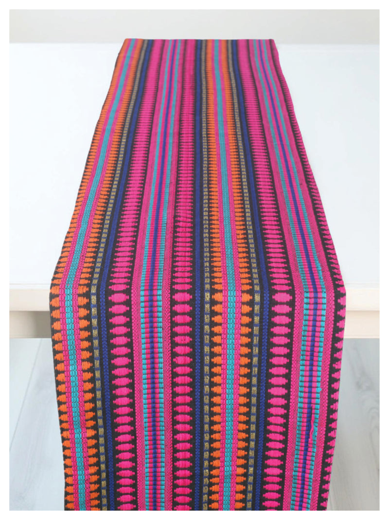 Navy and Hot Pink Table Runner with Tassels