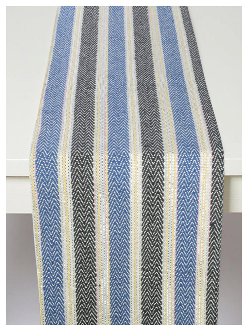 Tasseled Table Runner - Black & Blue