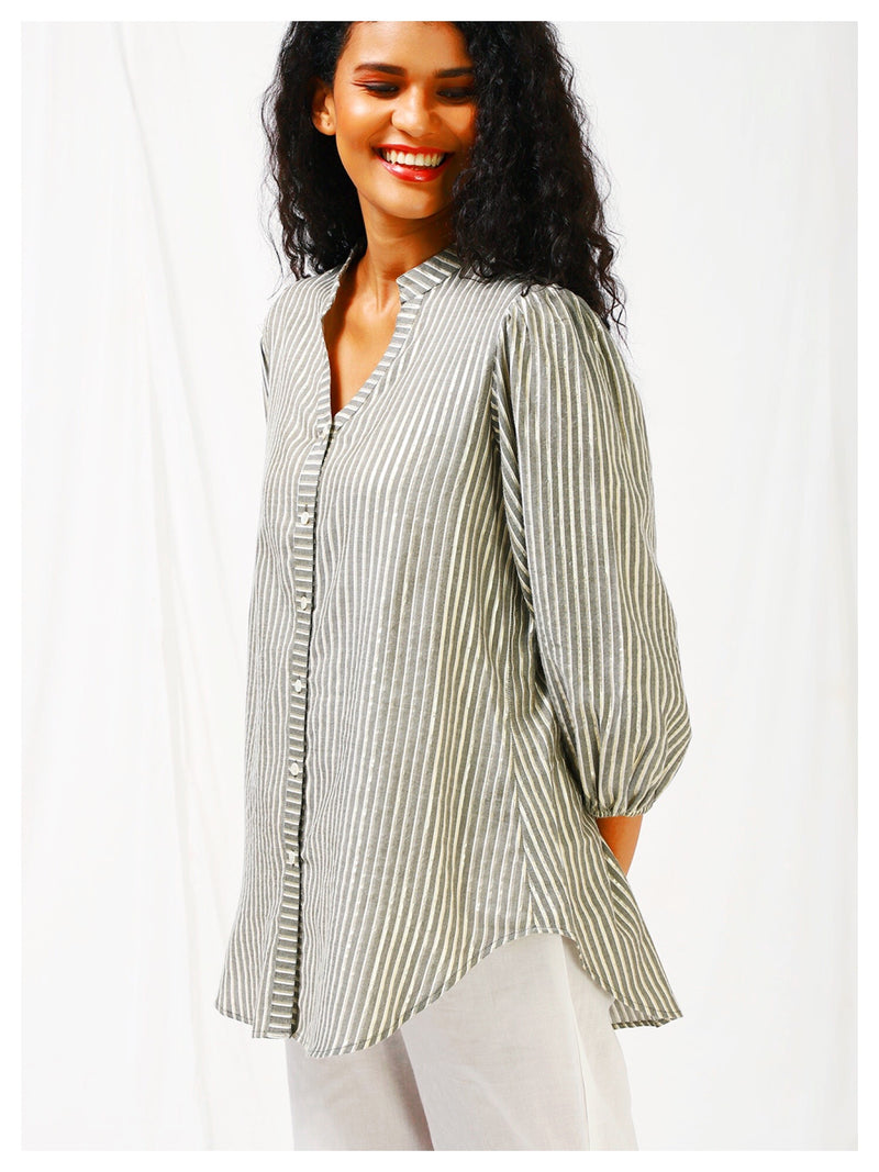 Moon Child Silver Stripe Shirt - Grey