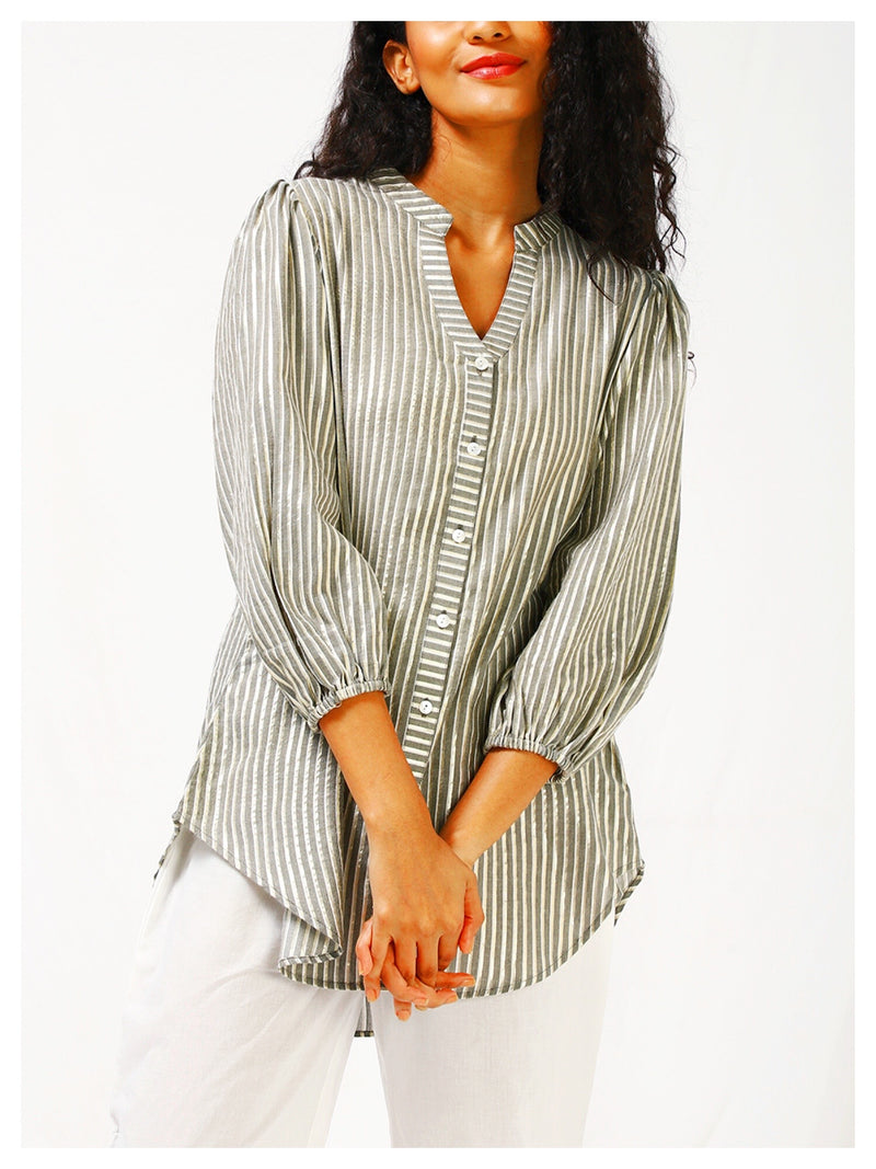 Moon Child Silver Stripe Shirt - Grey