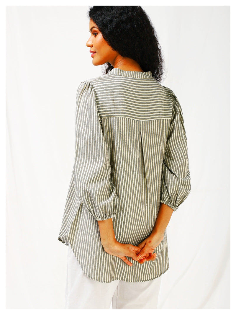 Moon Child Silver Stripe Shirt - Grey