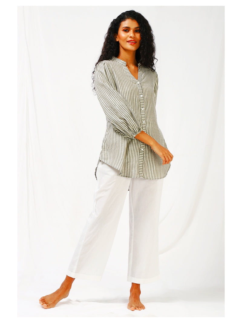 Moon Child Silver Stripe Shirt - Grey