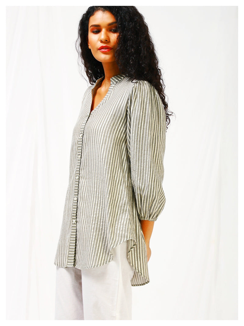 Moon Child Silver Stripe Shirt - Grey