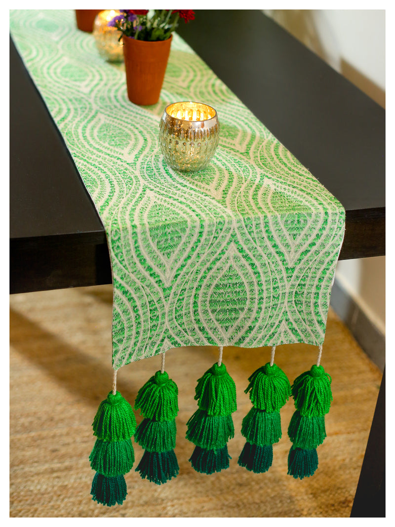 Tasseled Table Runner - Green