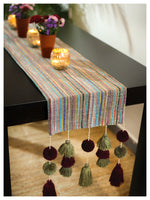 Tasseled Table Runner - Shimmering Grey