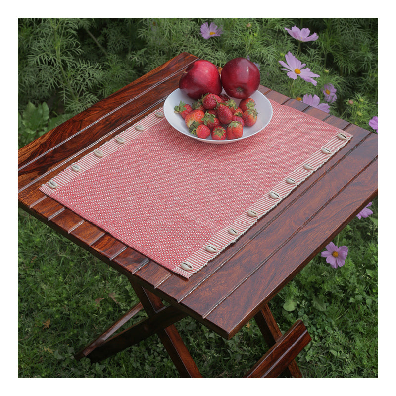 SEA SHELL Table Mats - RED - set of 6