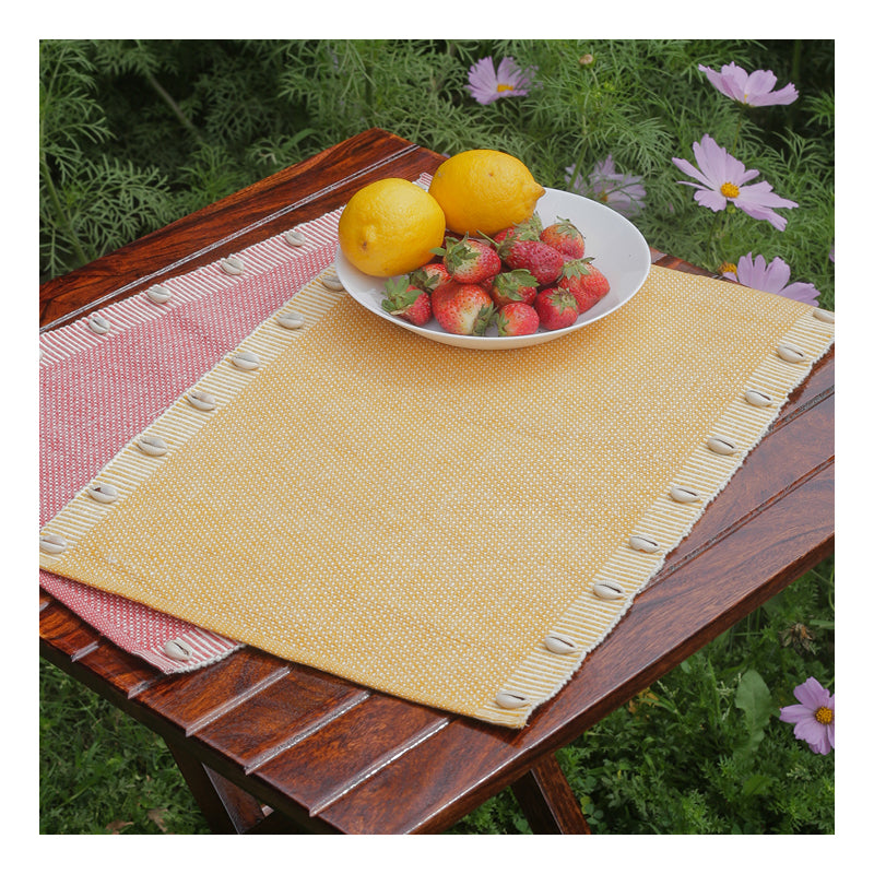 SEA SHELL Table Mats - YELLOW - Set of 6