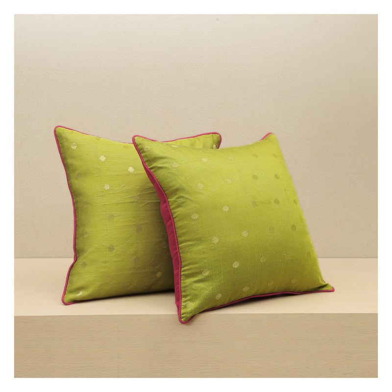 Diya Celebration Cushion - Light Green