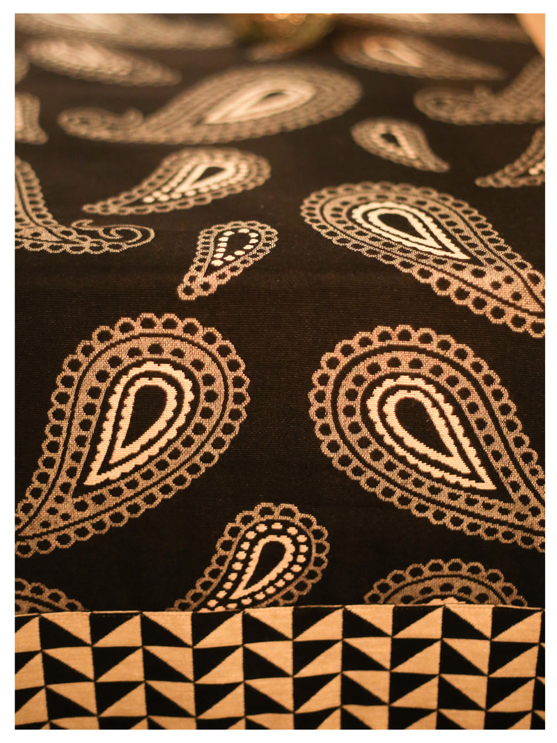 Dancing Paisley Table Runner - Black