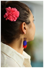 Beaded Tassel Earrings - Blue