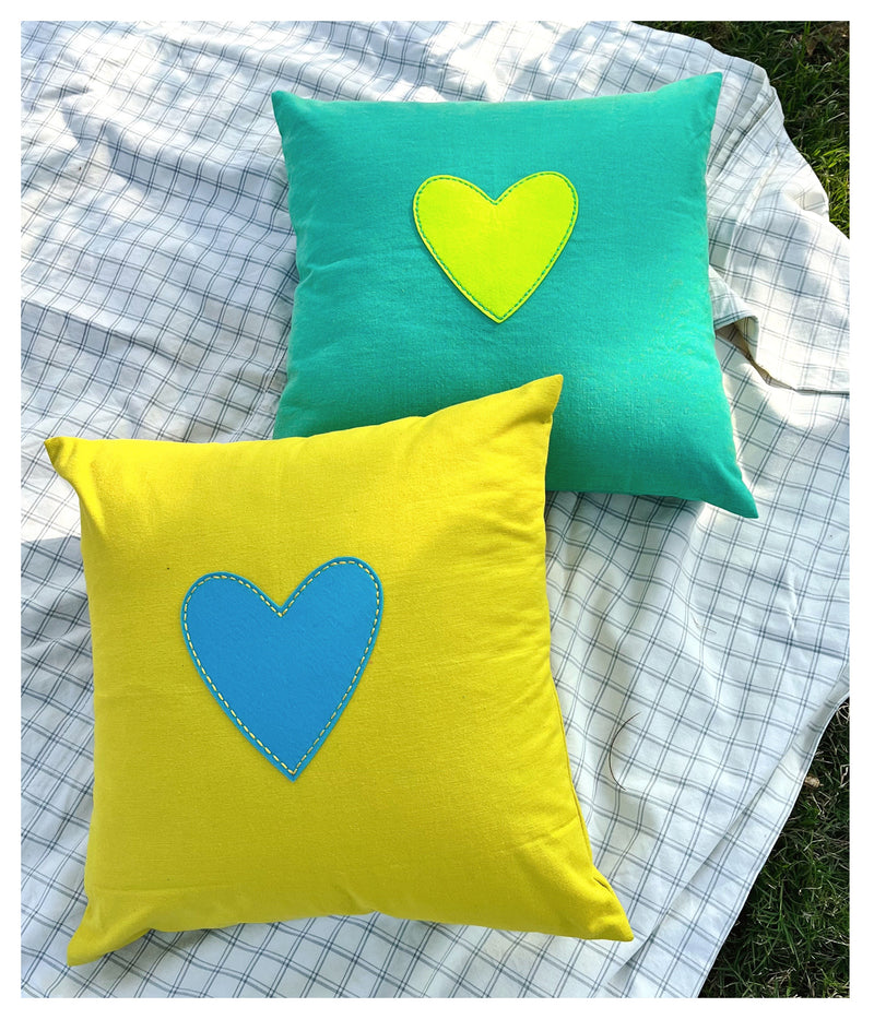 My Whole Heart Cushion - Sea Green