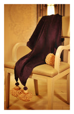Deep wine Textured Throw with Tassels