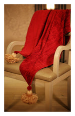 Berry Red Textured Throw with Tassels