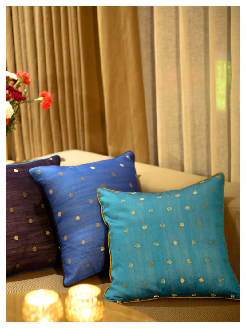 Blue Diya Cushions - Set of 3