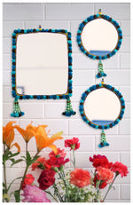 Embellished Teal Mirror - Set of 3