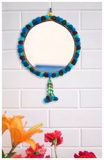 Round Embellished Wall Mirror - Teal