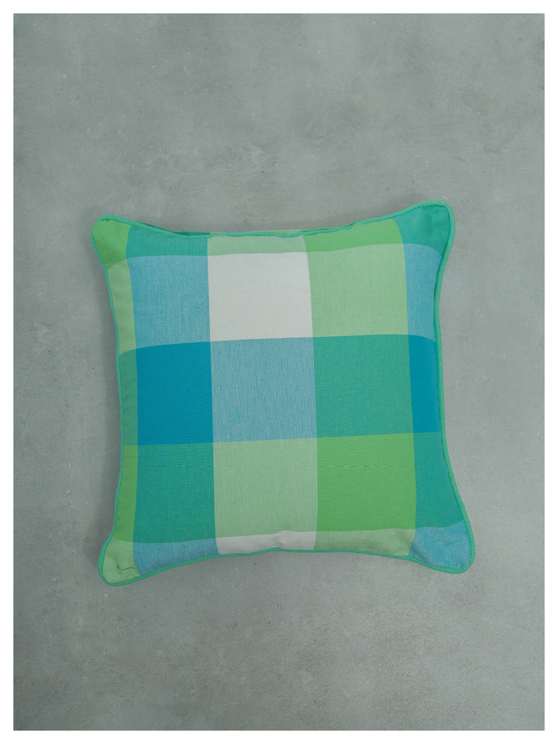 Big Checkered Summer Cushion -Sea Green - Set of 2