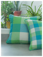 Big Checkered Summer Cushion -Sea Green - Set of 2