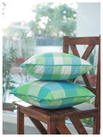 Medium Checkered Summer Cushion - Sea Green -Set of 2