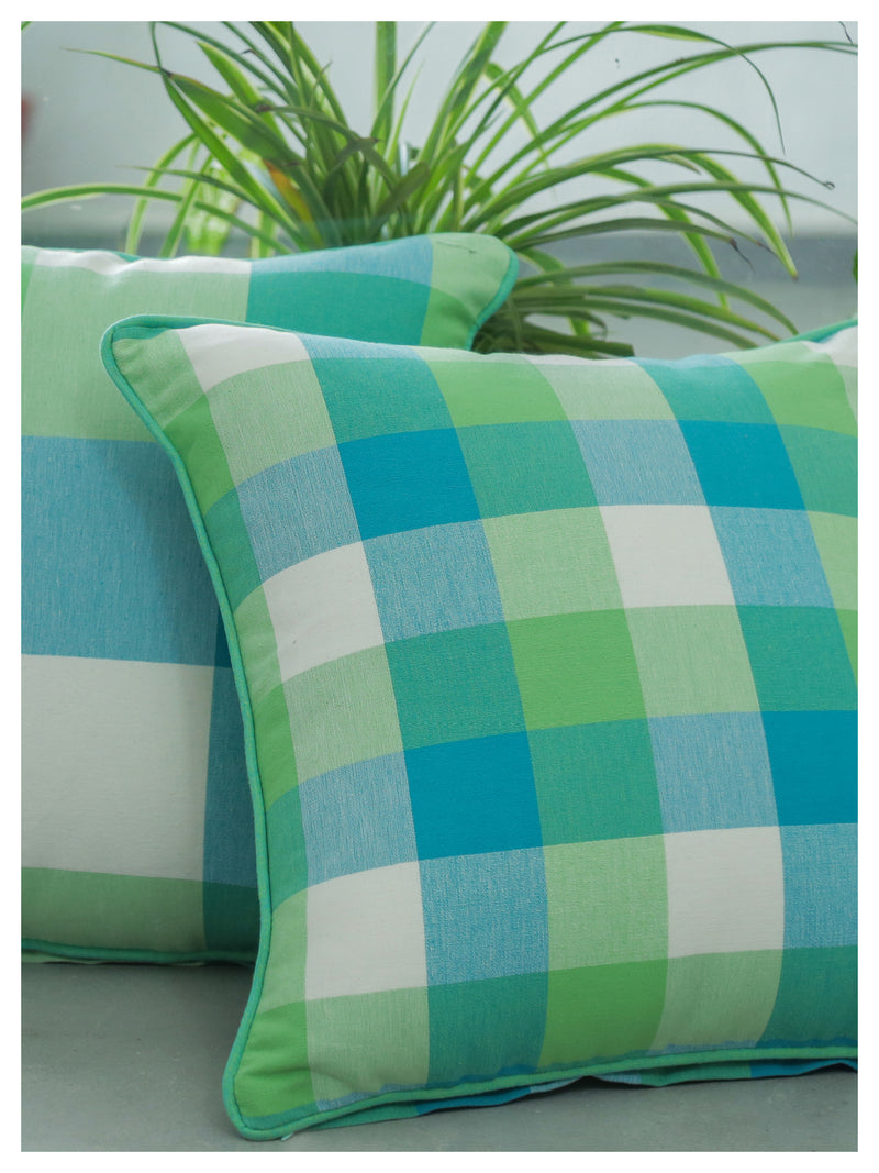 Medium Checkered Summer Cushion - Sea Green -Set of 2