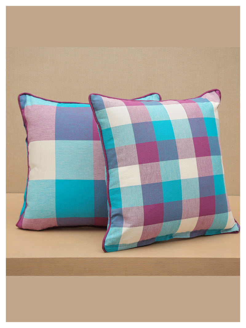 Medium Checkered Autumn Cushion - Violet Bloom - Set of 2