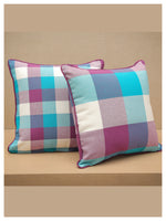 Big Checkered Autumn Cushion - Violet Bloom - Set of 2