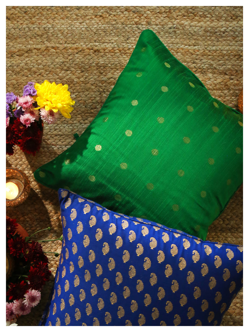 Diya Celebration Cushion - Green