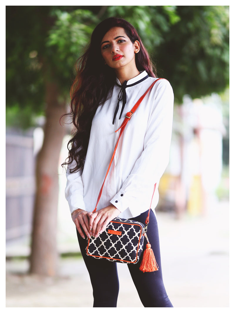 FEZ Cross Body Sling - Black & Orange