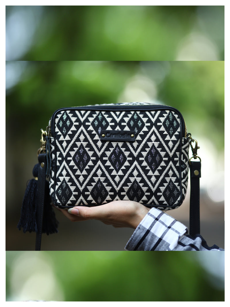 FEZ Cross Body Sling - Black & Silver